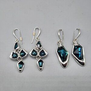 RLM Soho Earrings Lot of 2 Silver / Turquoise Drop Brutalist